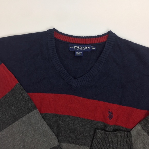 US Polo Assn Striped V-neck Sweater - Picture 5 of 6